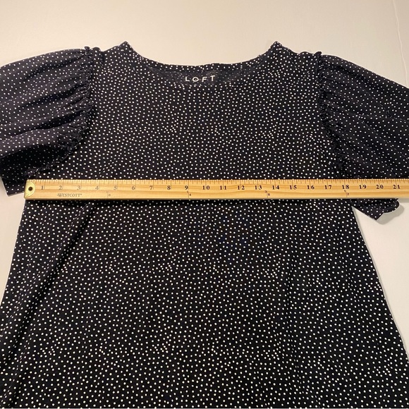 LOFT Black White Polka Dot Linen Flutter Sleeve Blouse - Picture 10 of 11